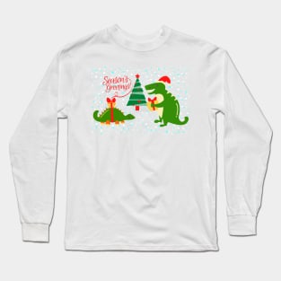 Merry Rexmas & Hapasaurus New Year! Long Sleeve T-Shirt